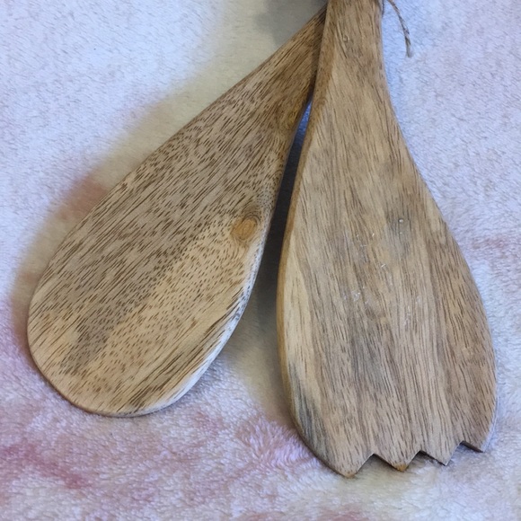 Gather Fall Thanksgiving Autumn Salad Server Set Salad Utensils, NWT Wood Enamel - Picture 3 of 16